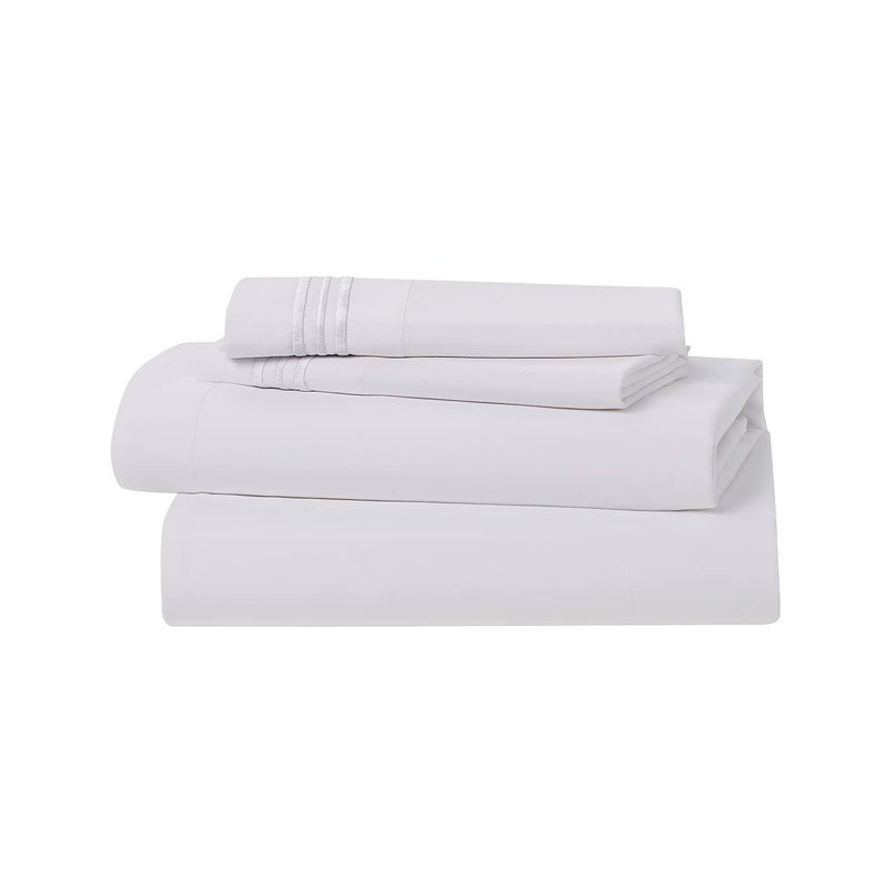Clara Clark Bed Sheets, Premier 1800 Series 4 Piece Bed Sheet Set, Deep Pocket, Wrinkle, Fade, Stain Resistant, Luxury Soft Bedding Sheets & Pillowcases, Split King, White - Image 5